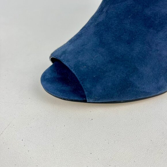 Marc Fisher Womens Serenity Peep Toe Booties Blue Suede Zip Detail size 10W Wide - Picture 10 of 16
